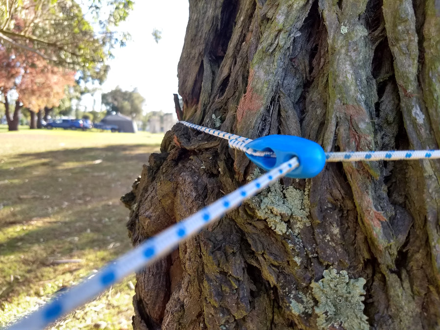 The Original Shockloc Slider tarp tie used on our camping travel clothesline so easy to adjust to length no knots no hooks